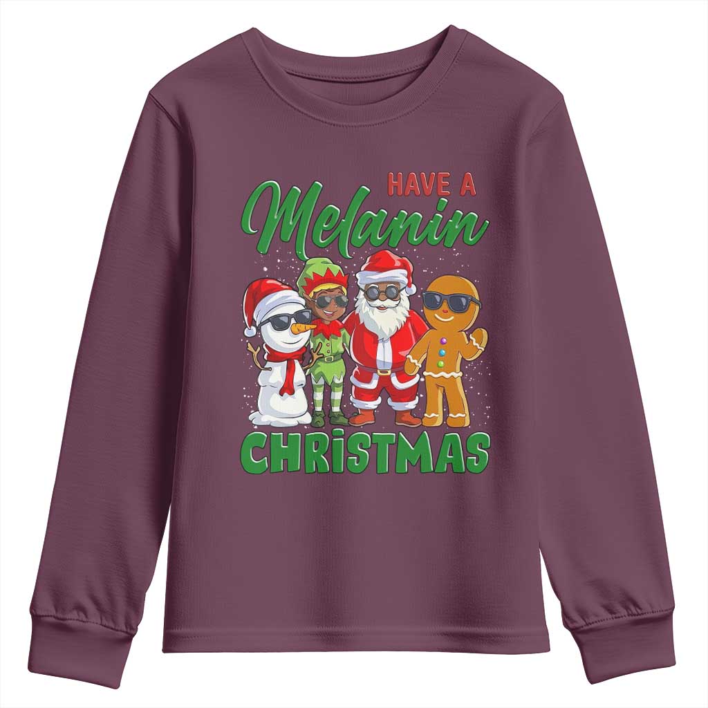 Have A Melanin Christmas Youth Sweatshirt Black Family African American Xmas Gift - Wonder Print Shop