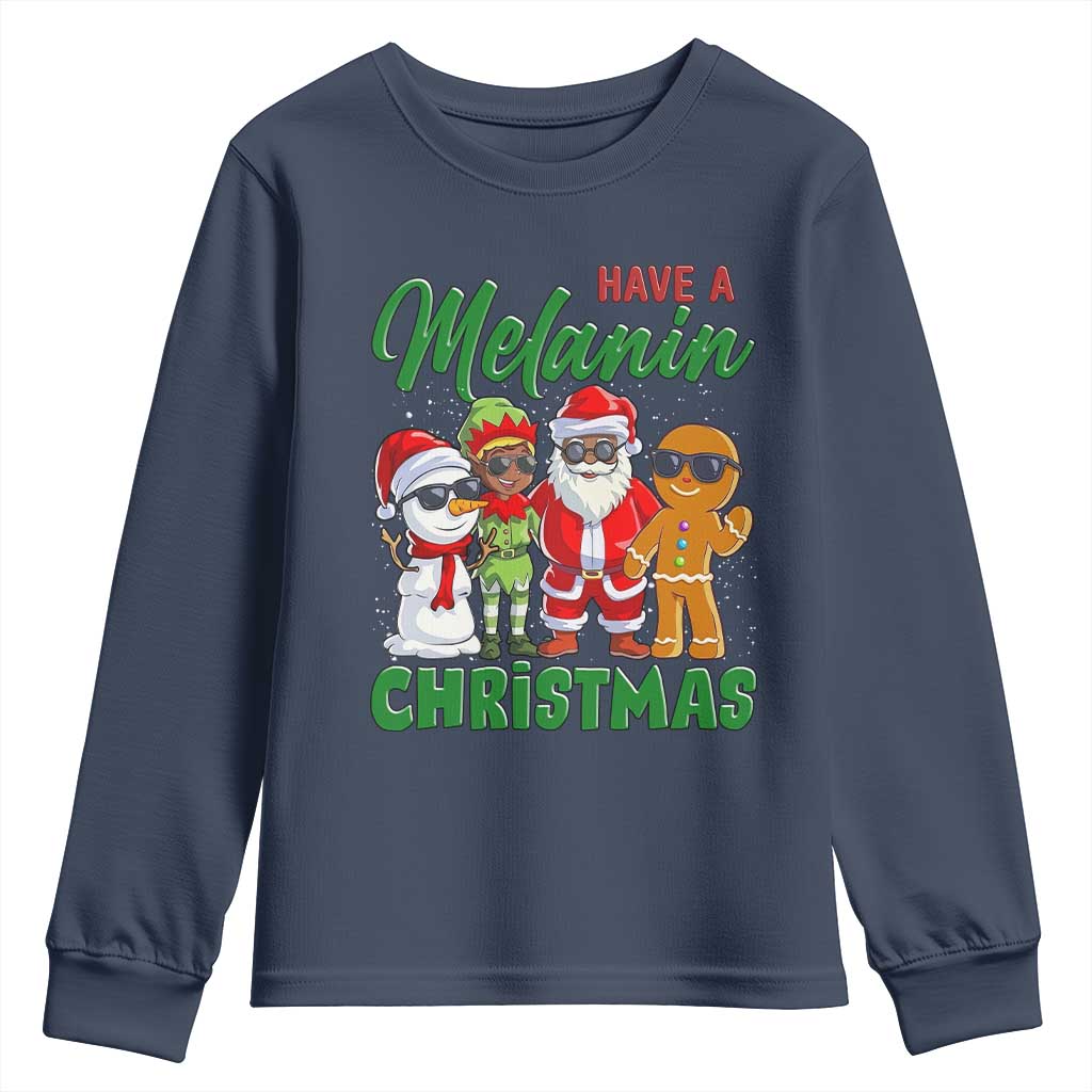 Have A Melanin Christmas Youth Sweatshirt Black Family African American Xmas Gift - Wonder Print Shop