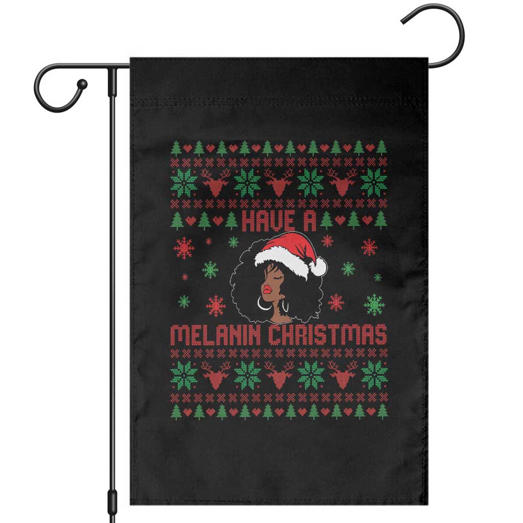 Have A Melanin Christmas Garden Flag Cute Black Santa Girl Ugly Xmas - Wonder Print Shop