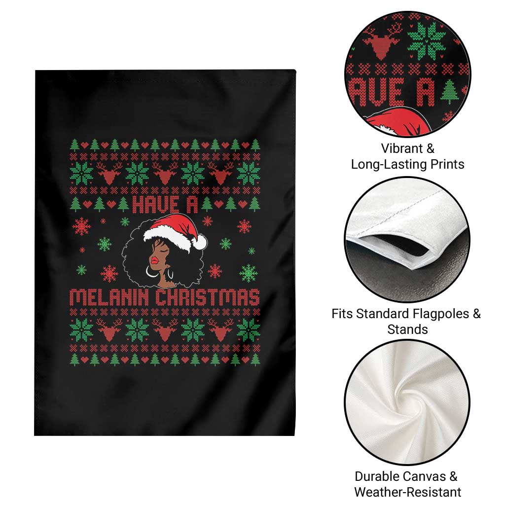 Have A Melanin Christmas Garden Flag Cute Black Santa Girl Ugly Xmas - Wonder Print Shop