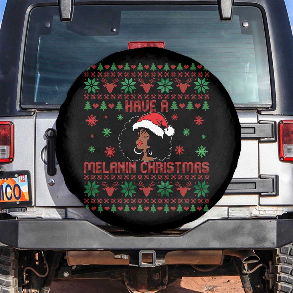 Have A Melanin Christmas Spare Tire Cover Cute Black Santa Girl Ugly Xmas - Wonder Print Shop