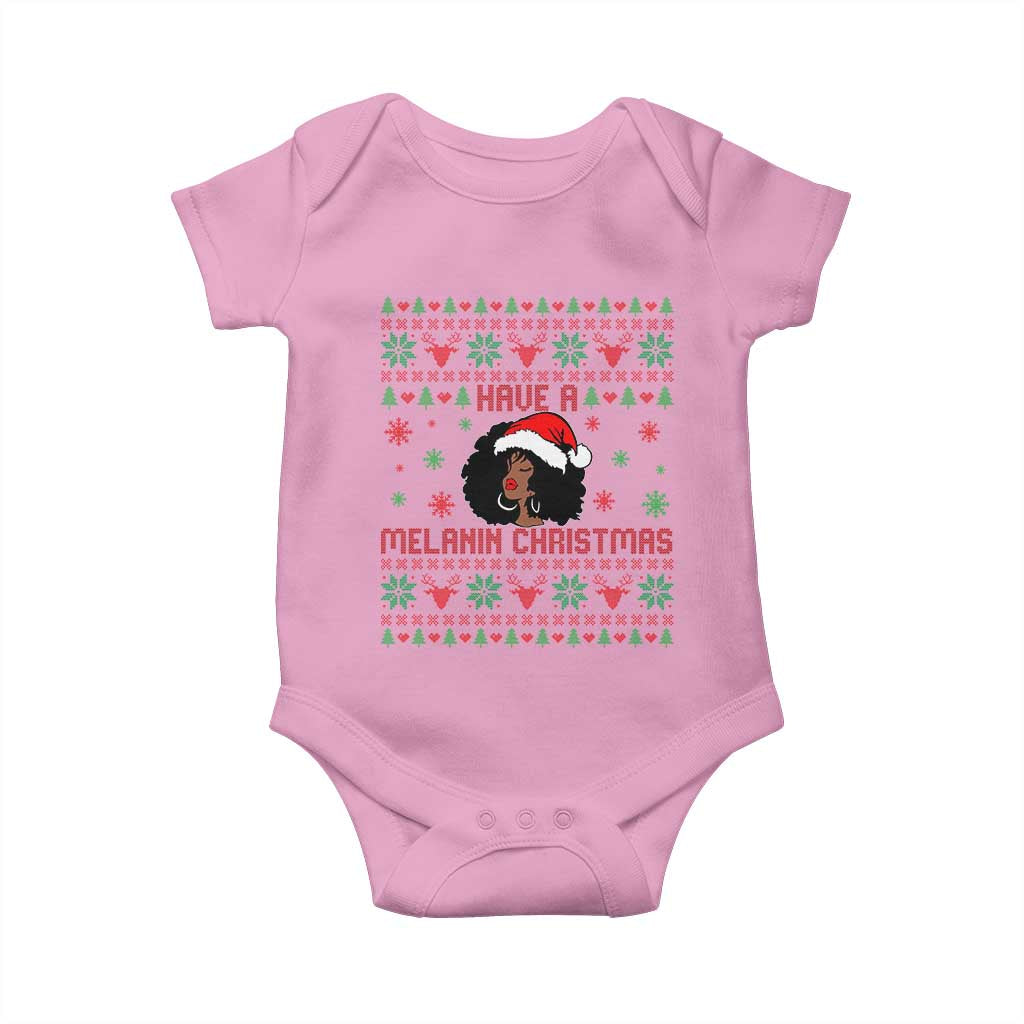 Have A Melanin Christmas Baby Onesie Cute Black Santa Girl Ugly Xmas - Wonder Print Shop