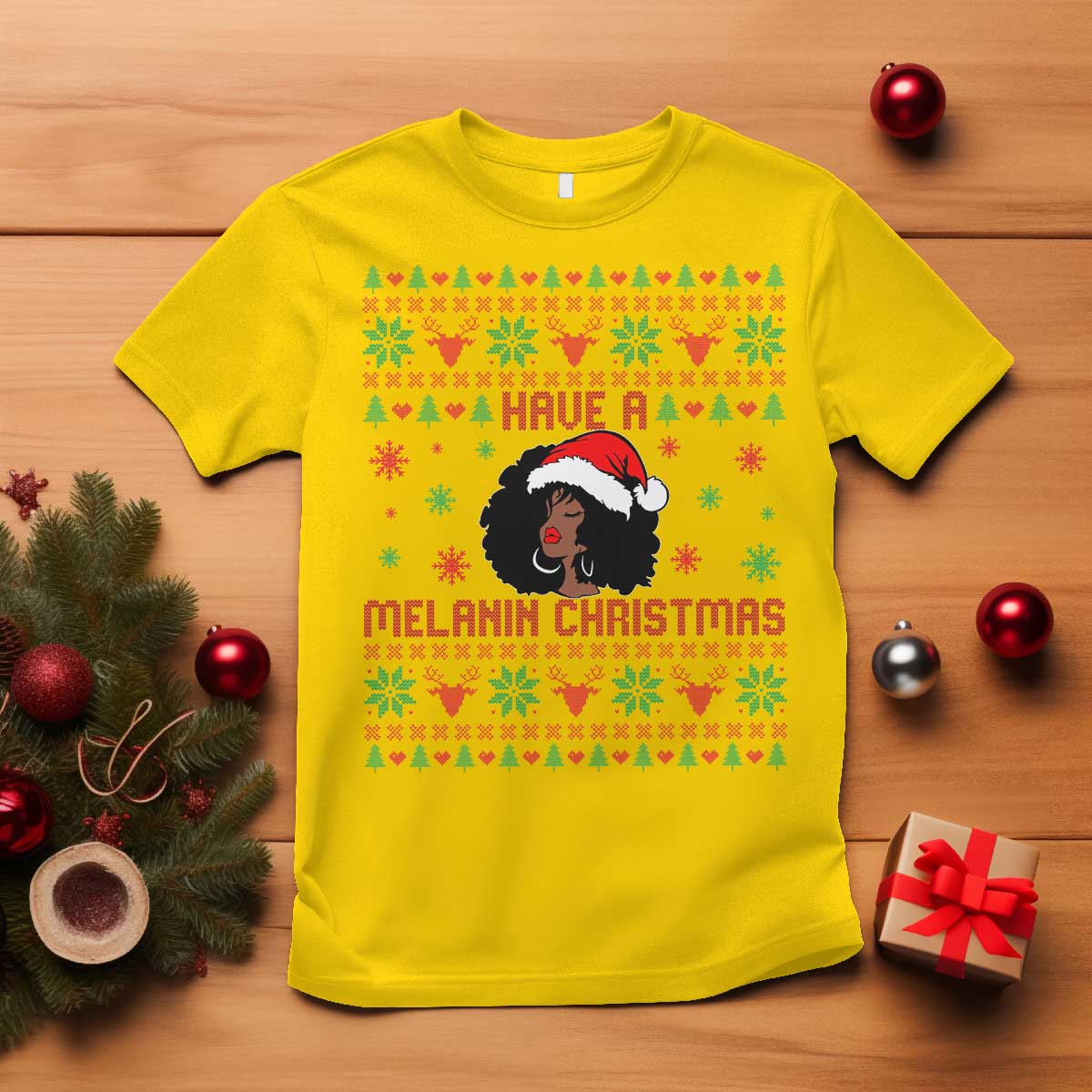 Have A Melanin Christmas T Shirt Cute Black Santa Girl Ugly Xmas - Wonder Print Shop