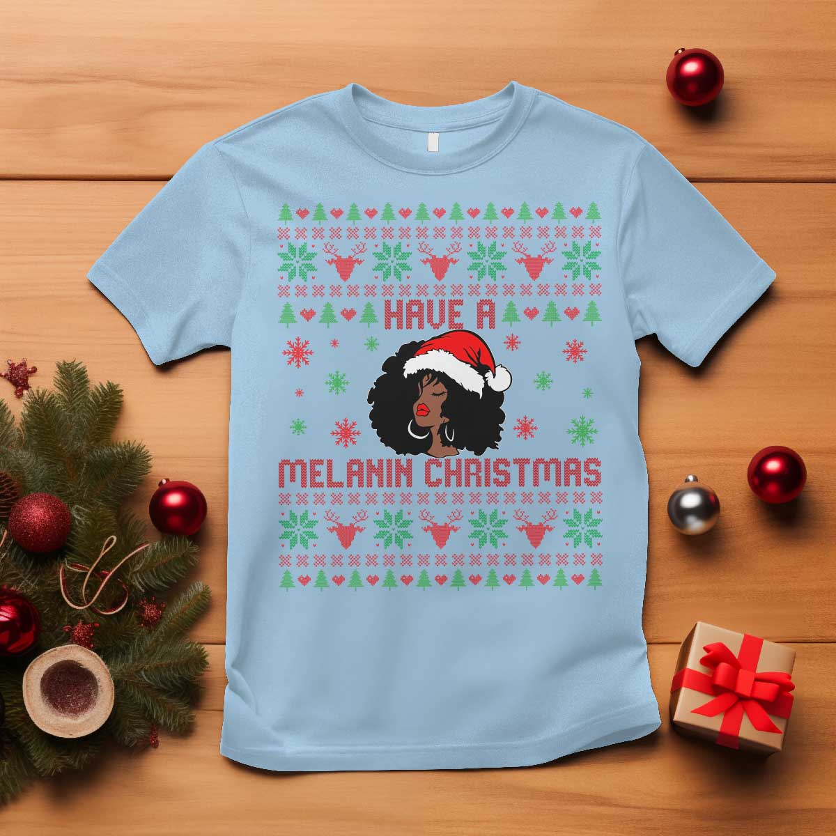 Have A Melanin Christmas T Shirt Cute Black Santa Girl Ugly Xmas - Wonder Print Shop