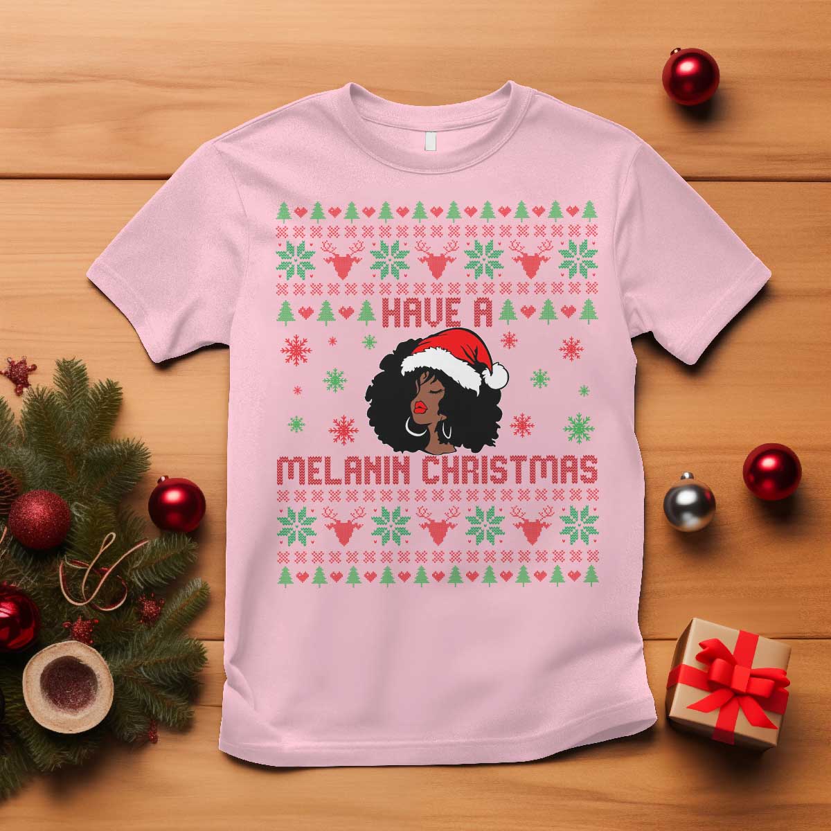 Have A Melanin Christmas T Shirt Cute Black Santa Girl Ugly Xmas - Wonder Print Shop