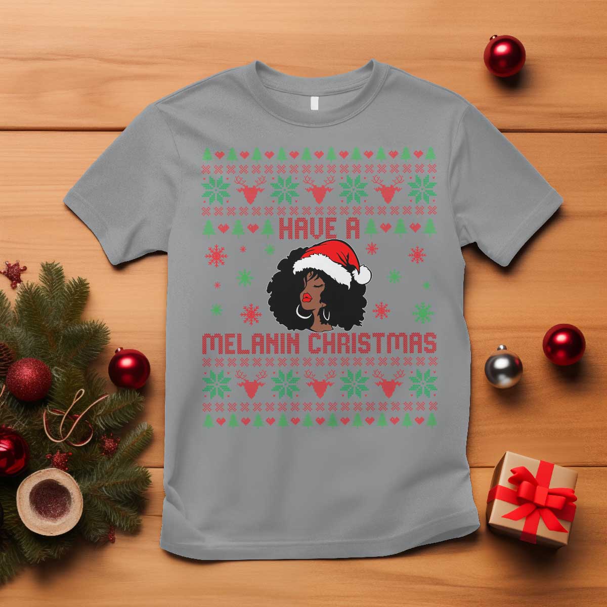 Have A Melanin Christmas T Shirt Cute Black Santa Girl Ugly Xmas - Wonder Print Shop