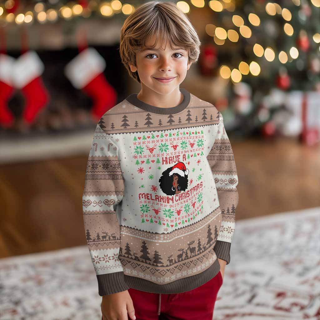 Have A Melanin Xmas Ugly Christmas Sweater Cute Black Santa Girl Ugly Xmas - Wonder Print Shop
