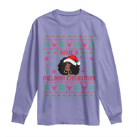 Have A Melanin Christmas Long Sleeve Shirt Cute Black Santa Girl Ugly Xmas - Wonder Print Shop