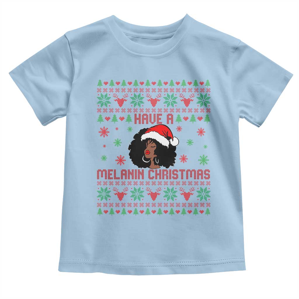 Have A Melanin Christmas Toddler T Shirt Cute Black Santa Girl Ugly Xmas - Wonder Print Shop
