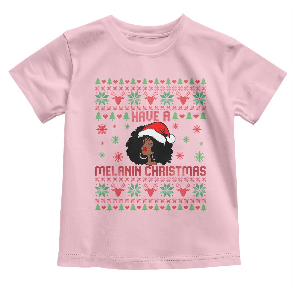 Have A Melanin Christmas Toddler T Shirt Cute Black Santa Girl Ugly Xmas - Wonder Print Shop