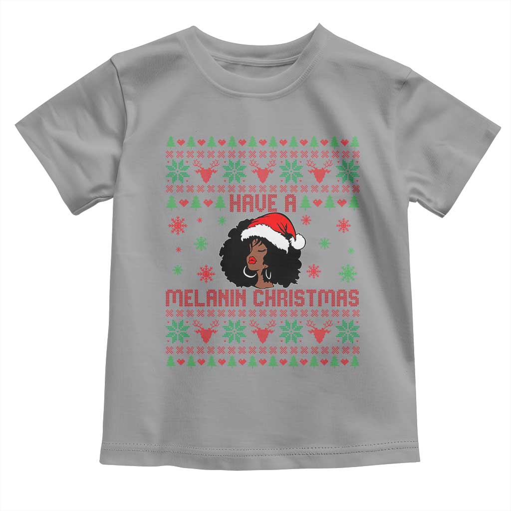 Have A Melanin Christmas Toddler T Shirt Cute Black Santa Girl Ugly Xmas - Wonder Print Shop