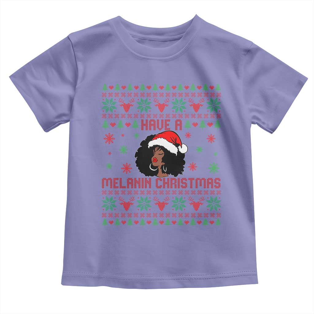 Have A Melanin Christmas Toddler T Shirt Cute Black Santa Girl Ugly Xmas - Wonder Print Shop