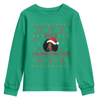 Have A Melanin Christmas Youth Sweatshirt Cute Black Santa Girl Ugly Xmas - Wonder Print Shop