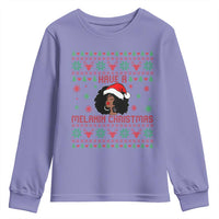 Have A Melanin Christmas Youth Sweatshirt Cute Black Santa Girl Ugly Xmas - Wonder Print Shop