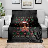 Black Queen Christmas Throw Blanket African American Girl Black Pride - Wonder Print Shop