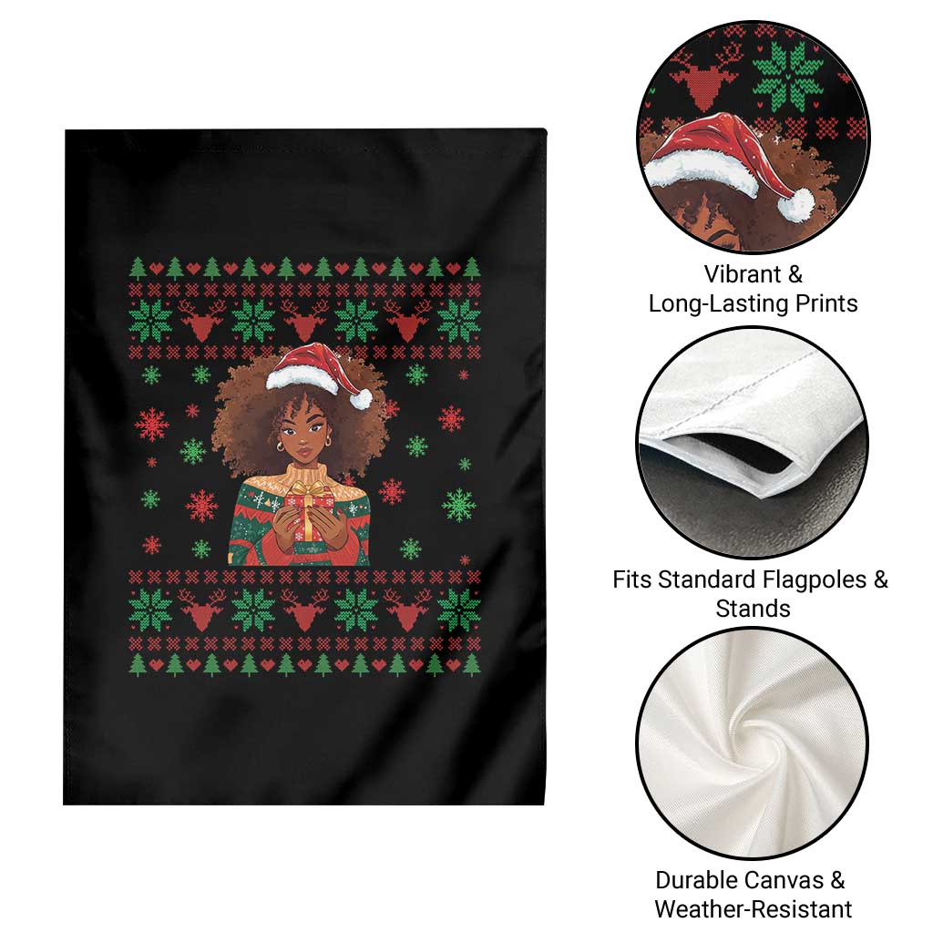 Black Queen Christmas Garden Flag African American Girl Black Pride - Wonder Print Shop