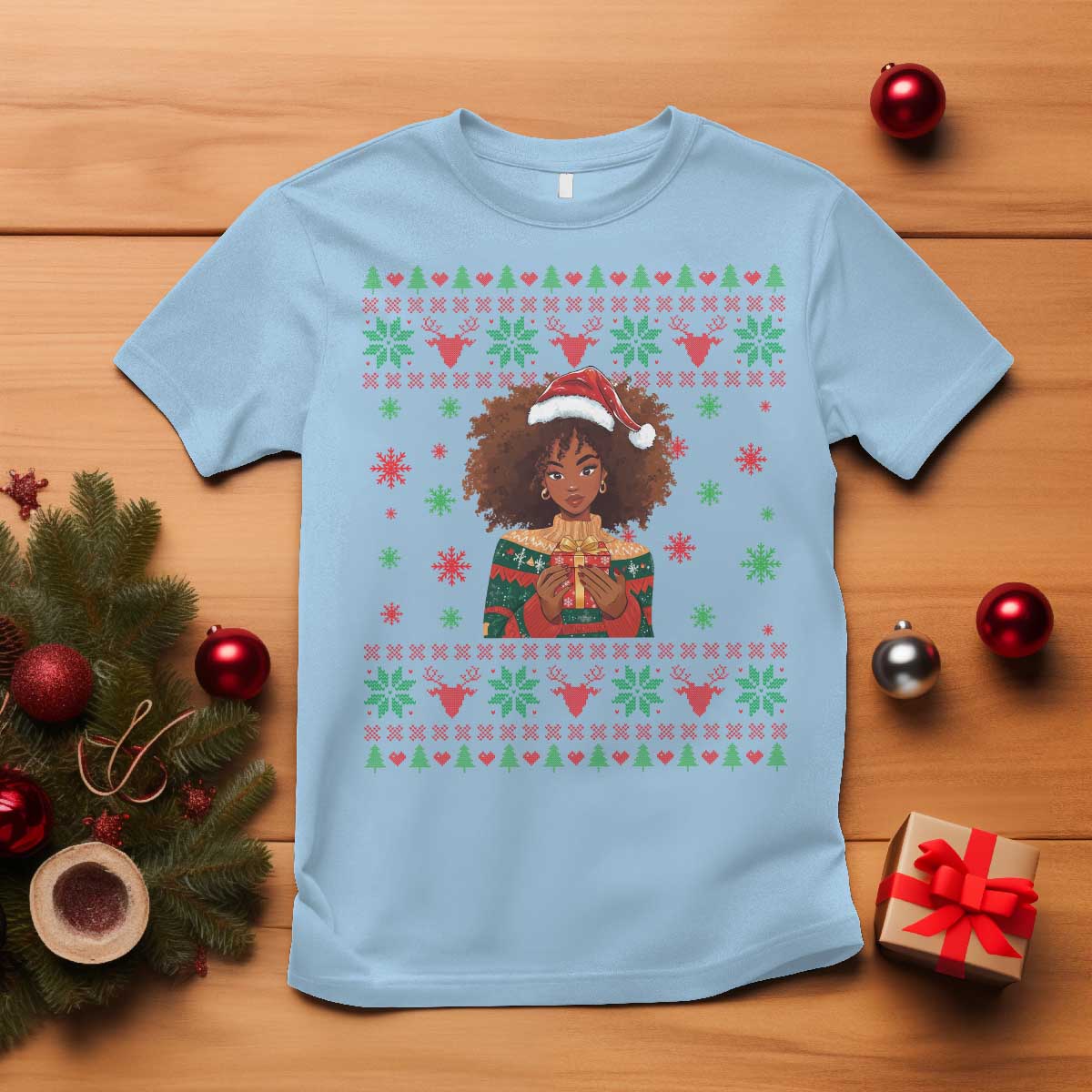 Black Queen Christmas T Shirt African American Girl Black Pride - Wonder Print Shop