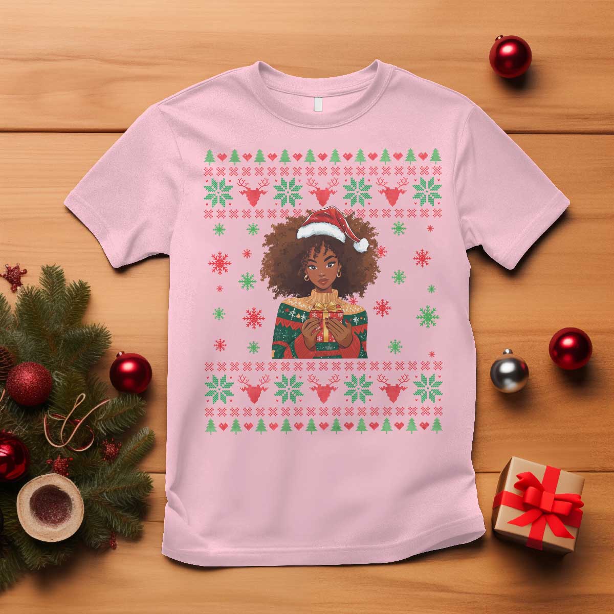 Black Queen Christmas T Shirt African American Girl Black Pride - Wonder Print Shop