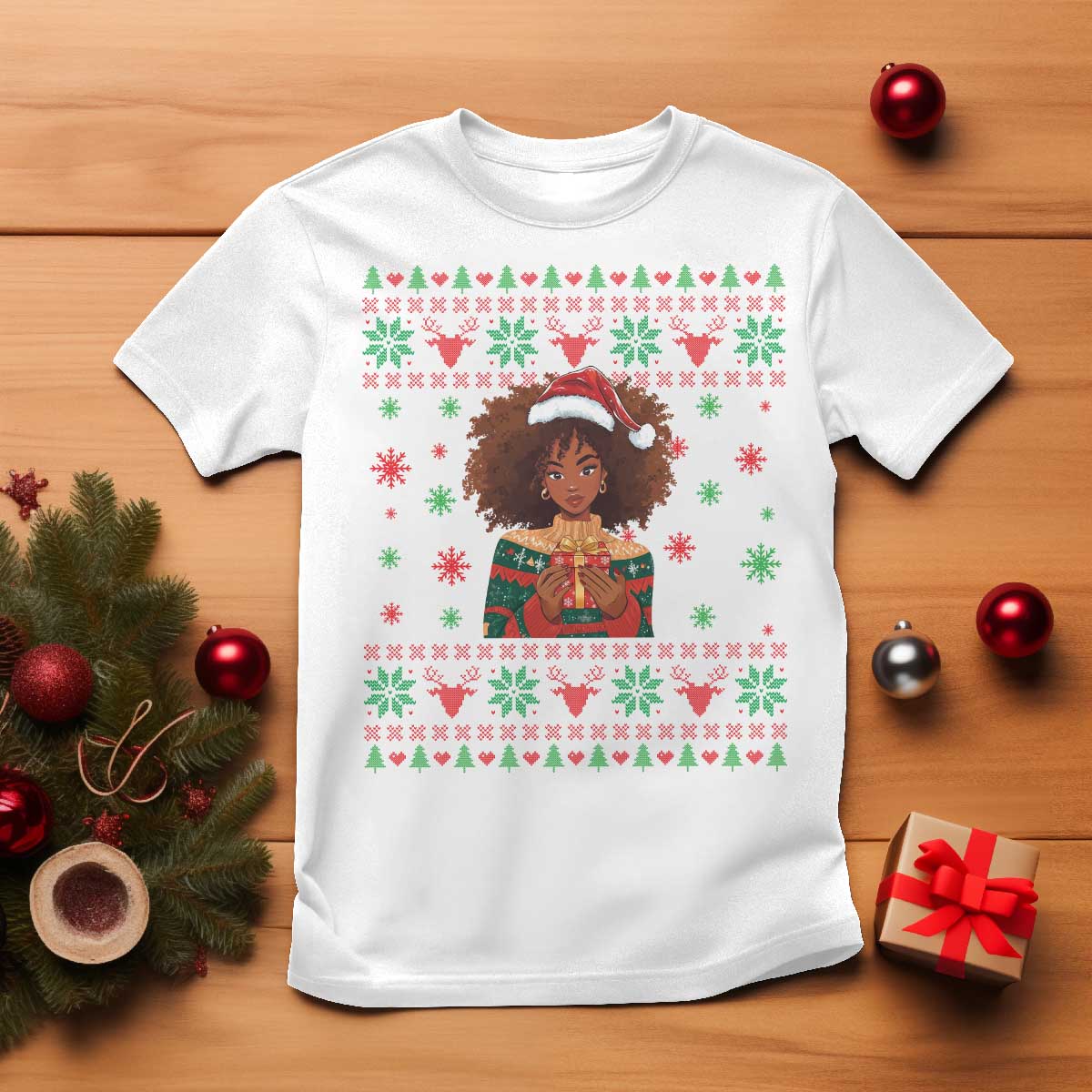 Black Queen Christmas T Shirt African American Girl Black Pride - Wonder Print Shop