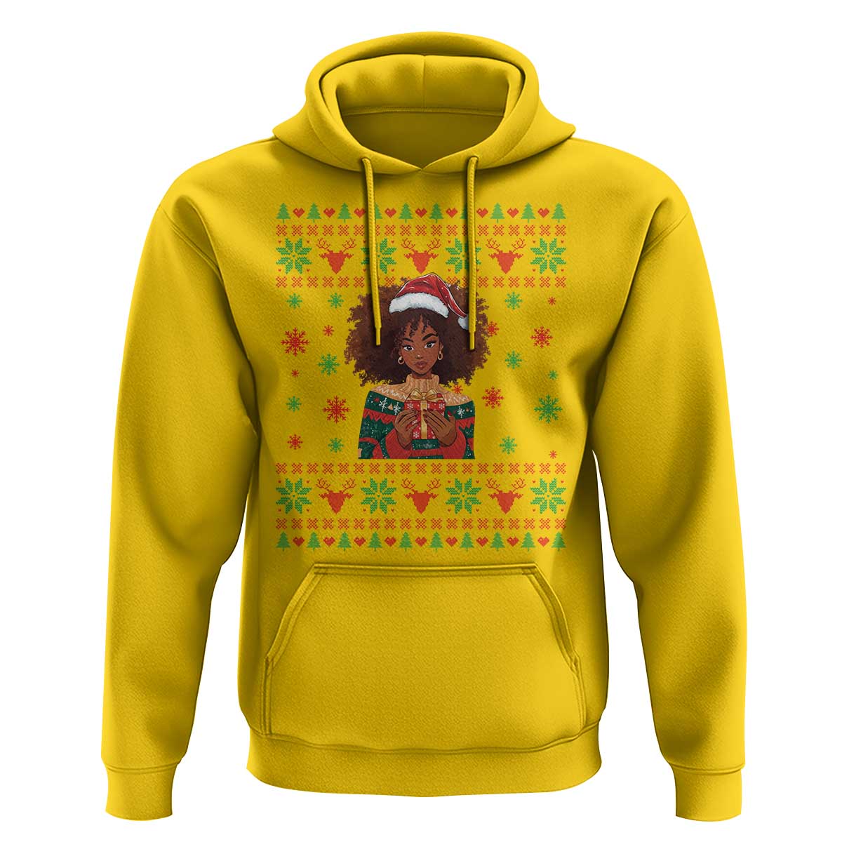 Black Queen Christmas Hoodie African American Girl Black Pride - Wonder Print Shop