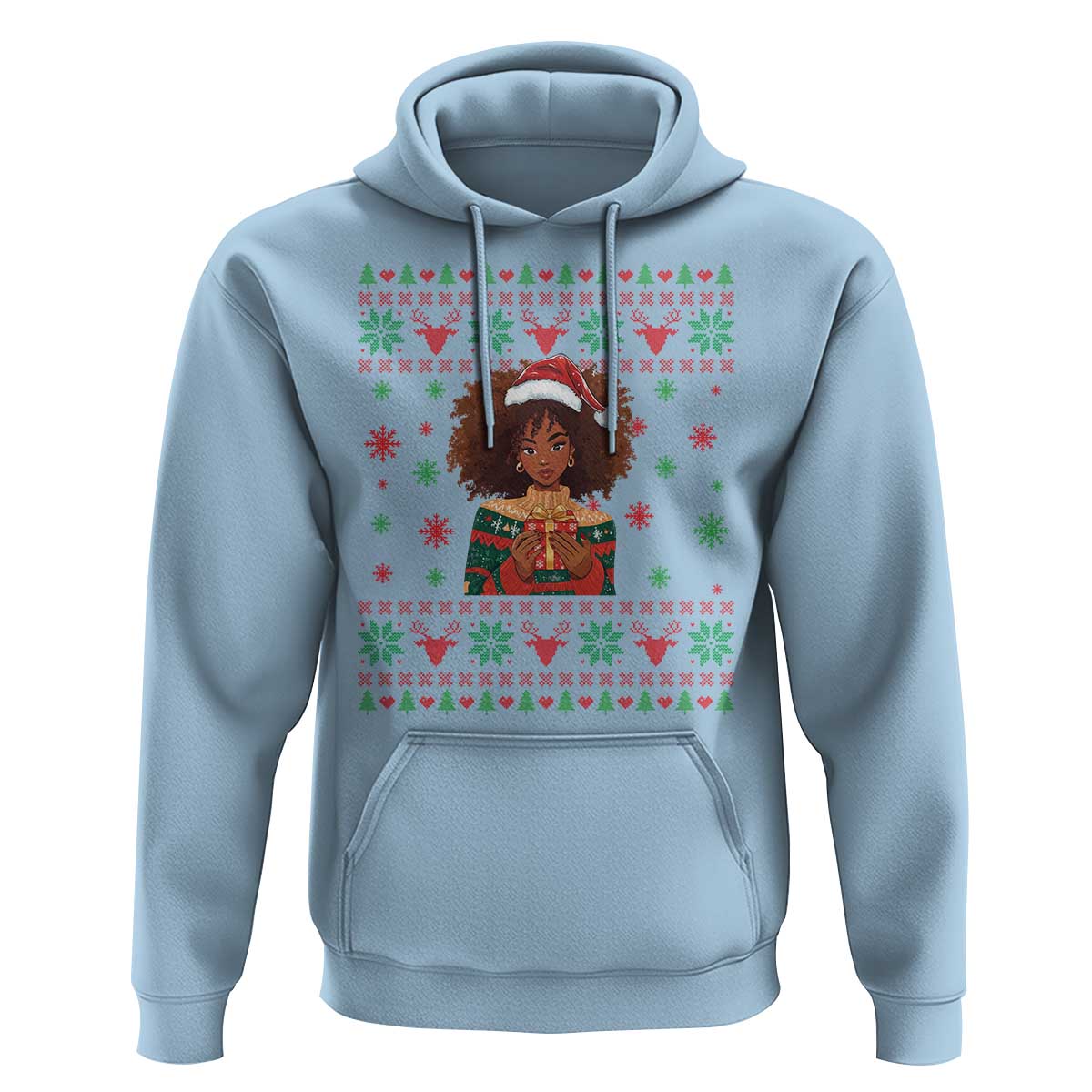 Black Queen Christmas Hoodie African American Girl Black Pride - Wonder Print Shop