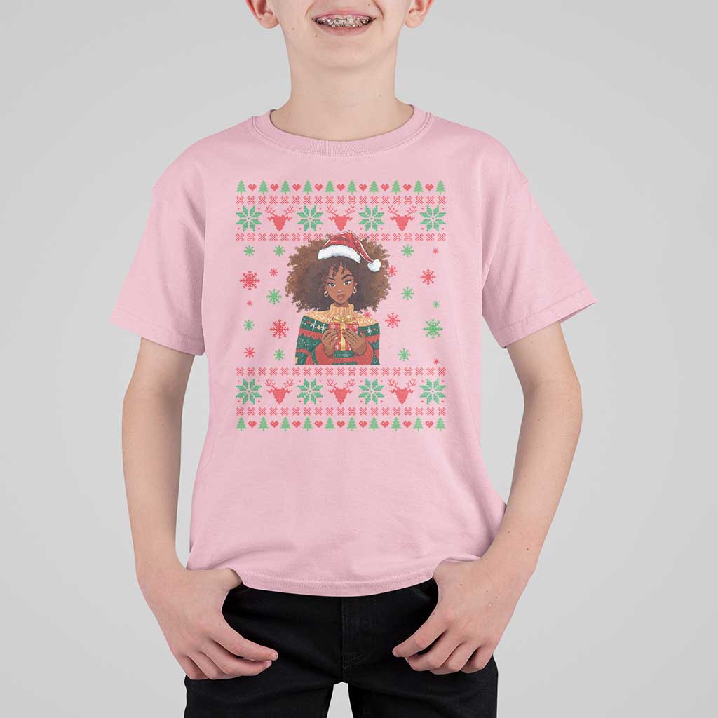 Black Queen Christmas T Shirt For Kid African American Girl Black Pride - Wonder Print Shop