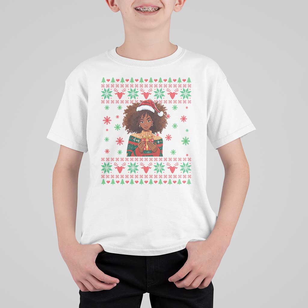 Black Queen Christmas T Shirt For Kid African American Girl Black Pride - Wonder Print Shop