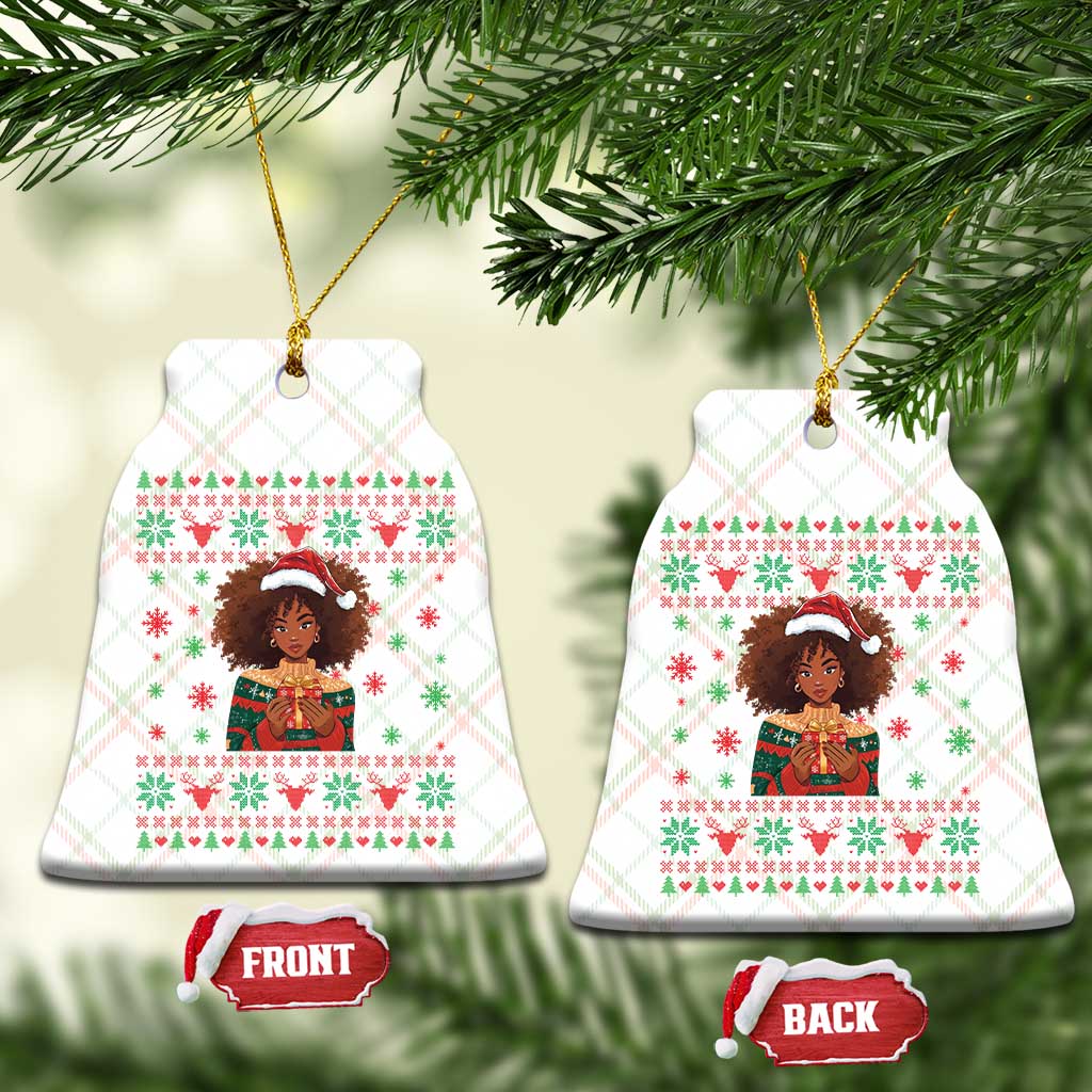 Black Queen Christmas Ceramic Ornament African American Girl Black Pride - Wonder Print Shop