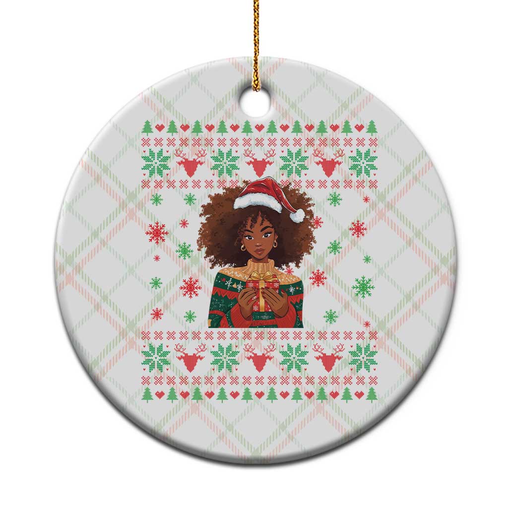 Black Queen Christmas Ceramic Ornament African American Girl Black Pride - Wonder Print Shop