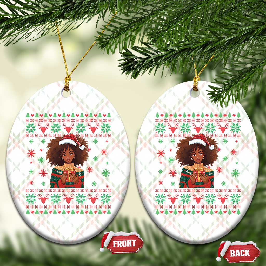 Black Queen Christmas Ceramic Ornament African American Girl Black Pride - Wonder Print Shop