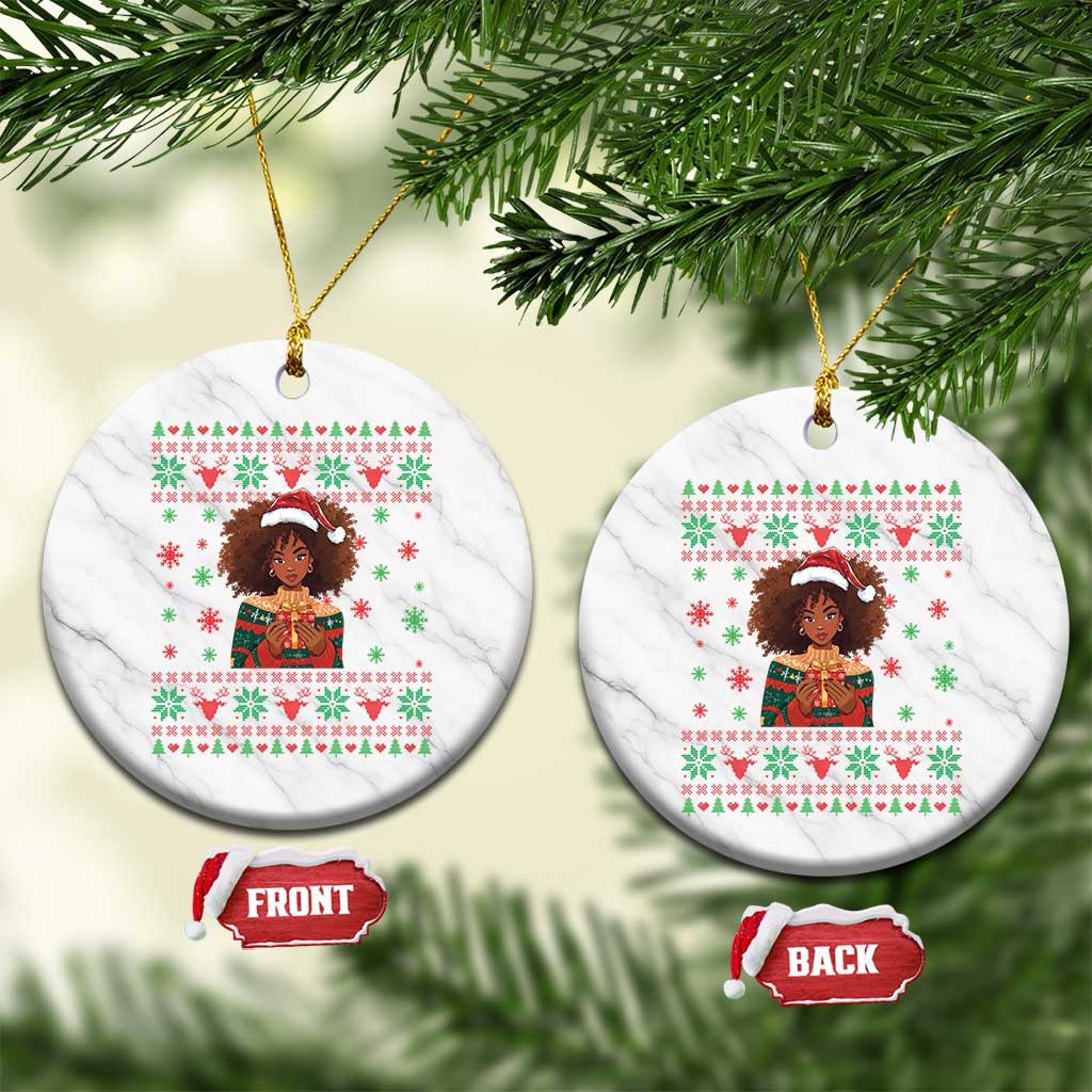 Black Queen Christmas Ceramic Ornament African American Girl Black Pride - Wonder Print Shop