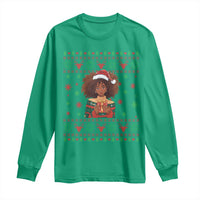 Black Queen Christmas Long Sleeve Shirt African American Girl Black Pride - Wonder Print Shop