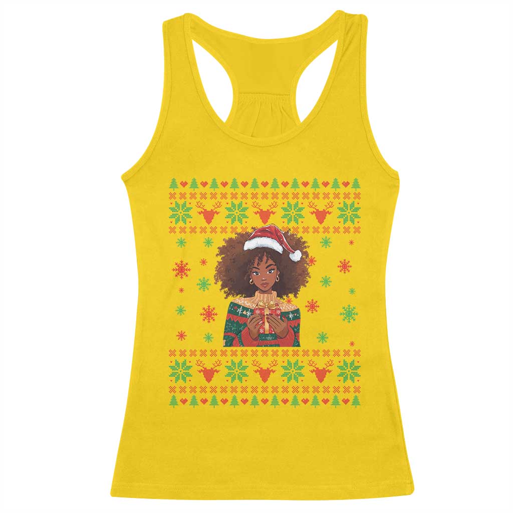 Black Queen Christmas Racerback Tank Top African American Girl Black Pride - Wonder Print Shop