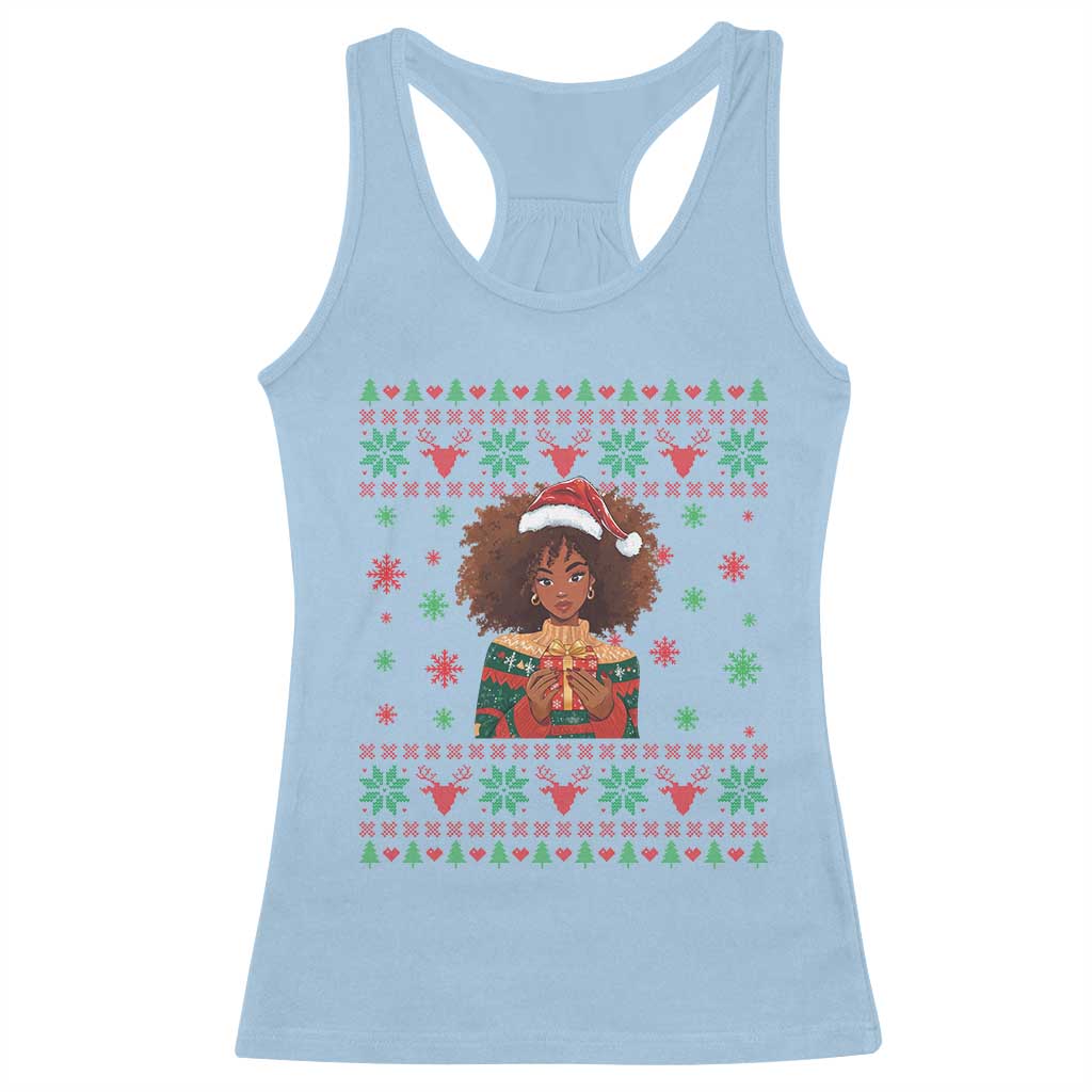Black Queen Christmas Racerback Tank Top African American Girl Black Pride - Wonder Print Shop