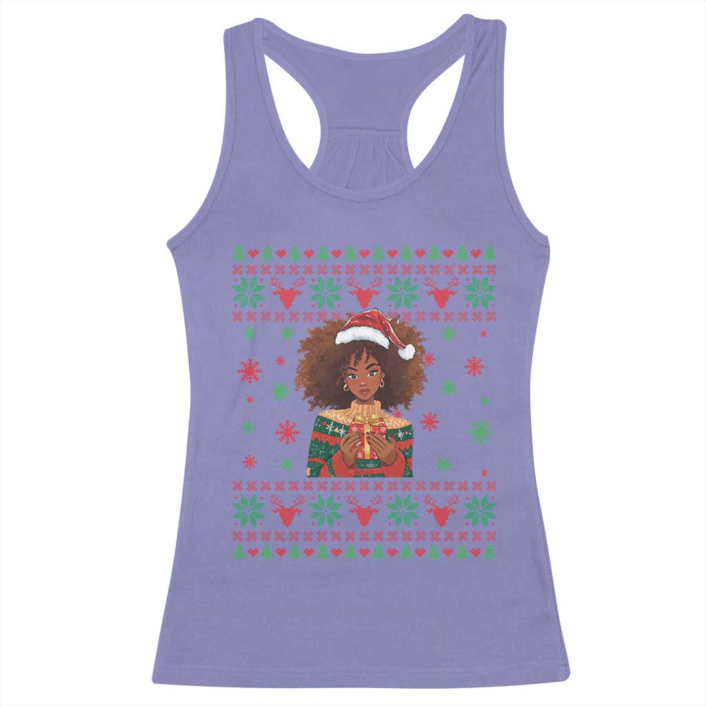 Black Queen Christmas Racerback Tank Top African American Girl Black Pride - Wonder Print Shop