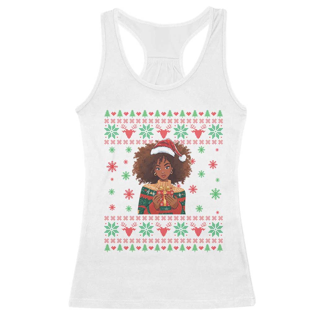 Black Queen Christmas Racerback Tank Top African American Girl Black Pride - Wonder Print Shop
