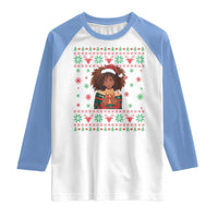 Black Queen Christmas Raglan Shirt African American Girl Black Pride - Wonder Print Shop
