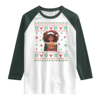 Black Queen Christmas Raglan Shirt African American Girl Black Pride - Wonder Print Shop