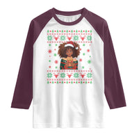 Black Queen Christmas Raglan Shirt African American Girl Black Pride - Wonder Print Shop