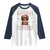 Black Queen Christmas Raglan Shirt African American Girl Black Pride - Wonder Print Shop