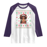 Black Queen Christmas Raglan Shirt African American Girl Black Pride - Wonder Print Shop