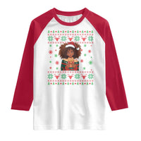 Black Queen Christmas Raglan Shirt African American Girl Black Pride - Wonder Print Shop