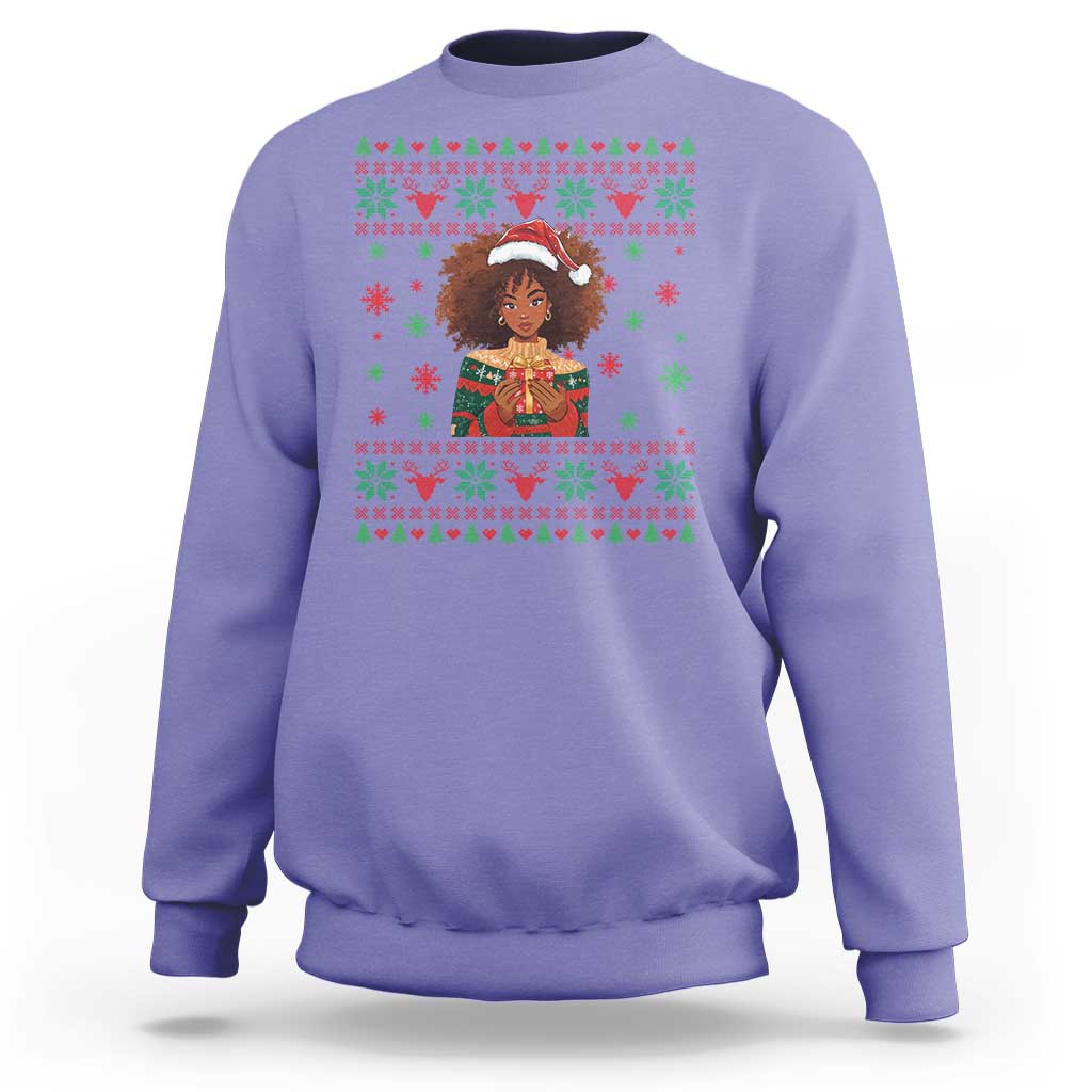 Black Queen Christmas Sweatshirt African American Girl Black Pride - Wonder Print Shop