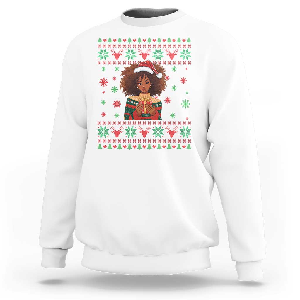 Black Queen Christmas Sweatshirt African American Girl Black Pride - Wonder Print Shop