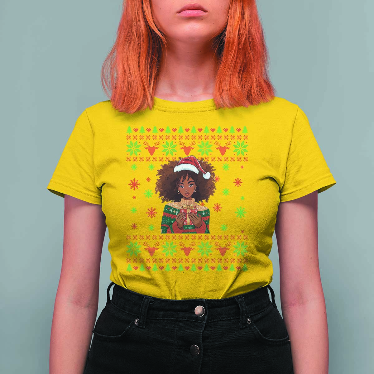 Black Queen Christmas T Shirt For Women African American Girl Black Pride - Wonder Print Shop