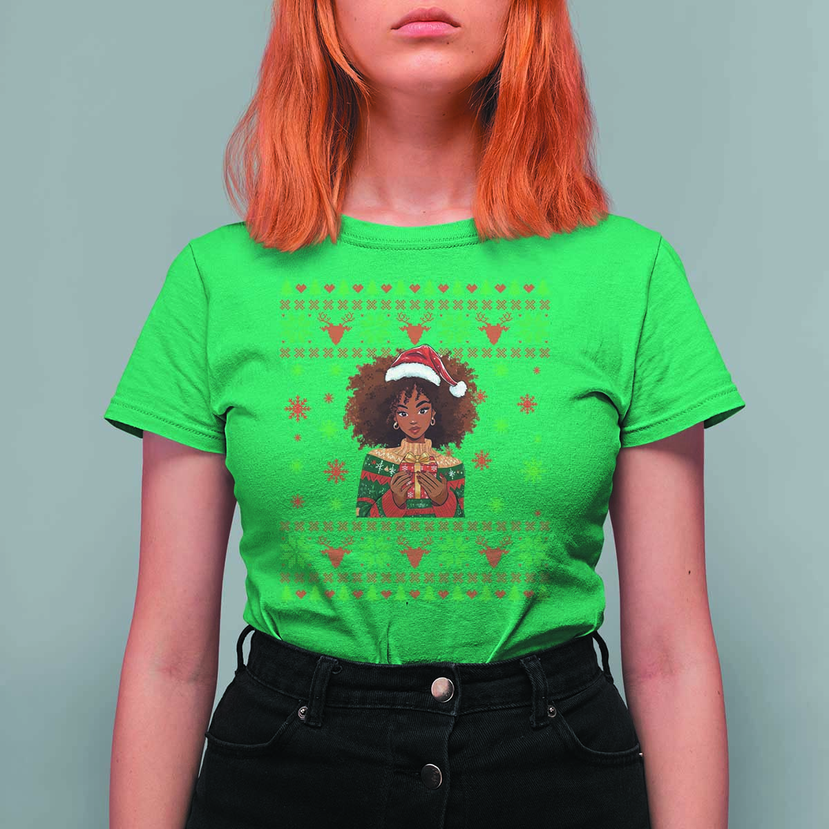 Black Queen Christmas T Shirt For Women African American Girl Black Pride - Wonder Print Shop