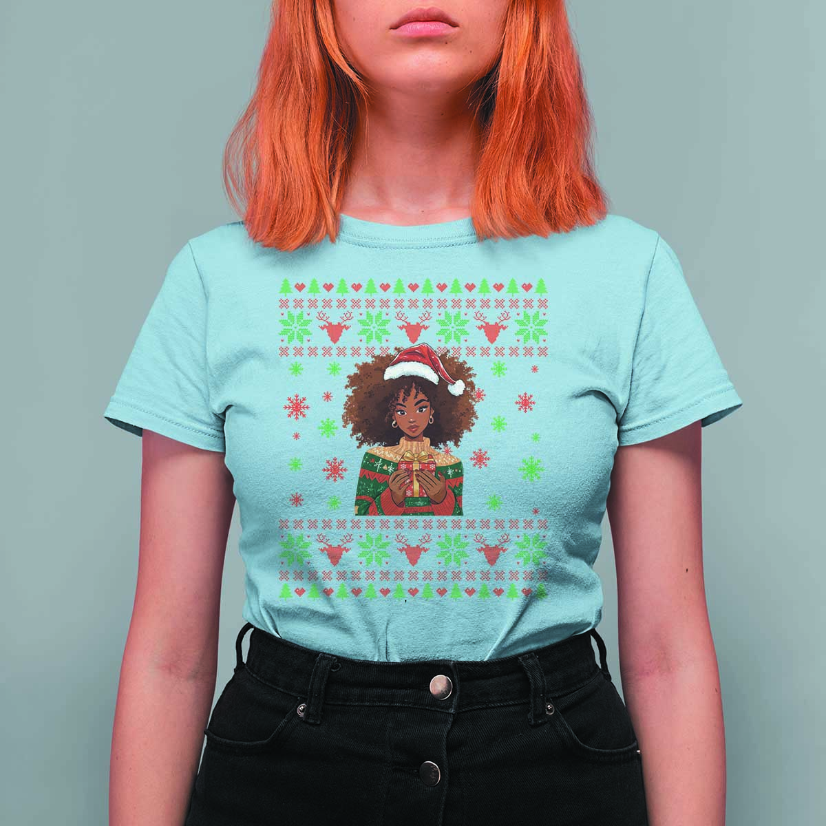 Black Queen Christmas T Shirt For Women African American Girl Black Pride - Wonder Print Shop
