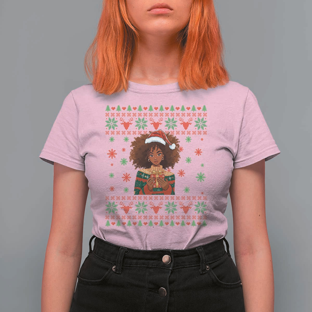 Black Queen Christmas T Shirt For Women African American Girl Black Pride - Wonder Print Shop