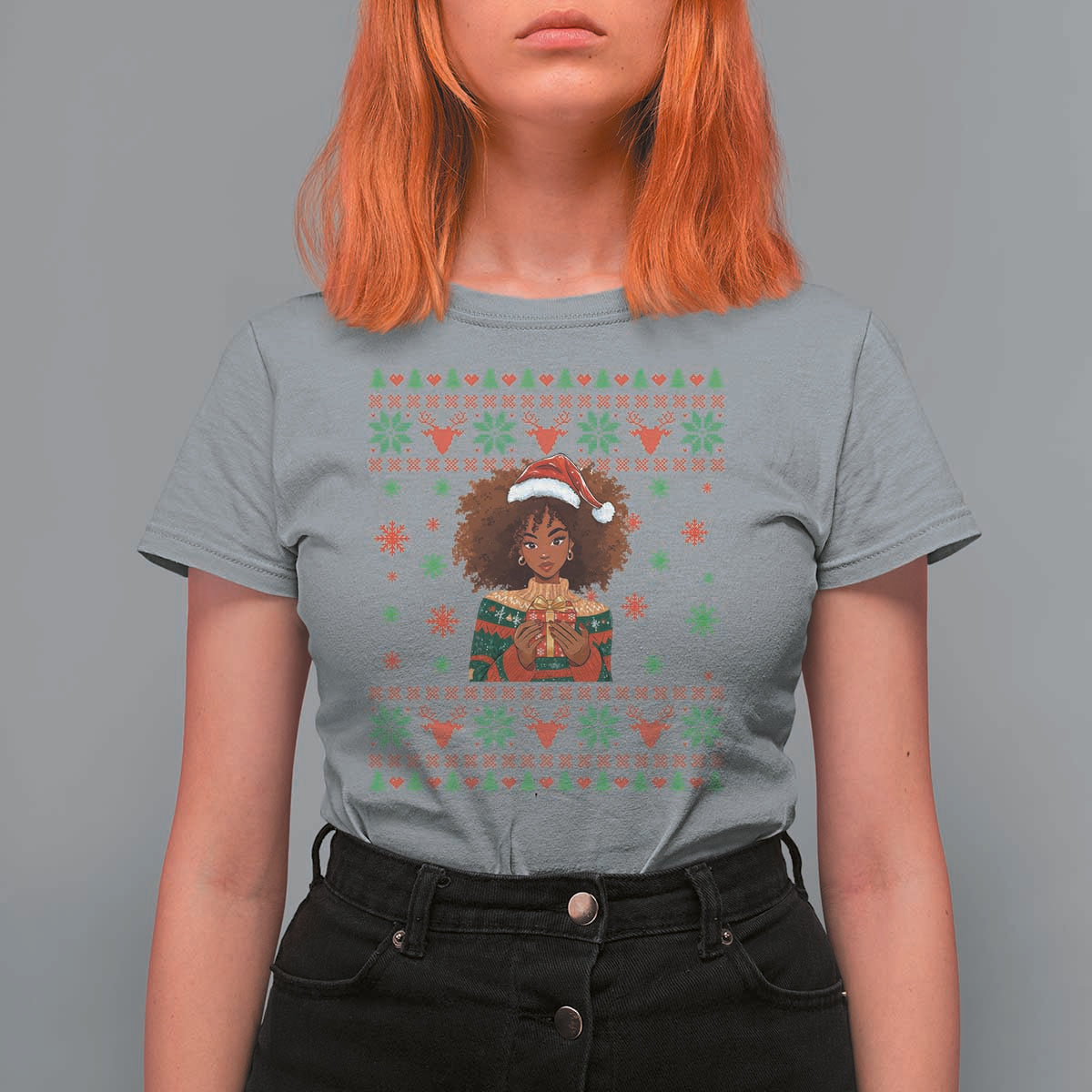 Black Queen Christmas T Shirt For Women African American Girl Black Pride - Wonder Print Shop