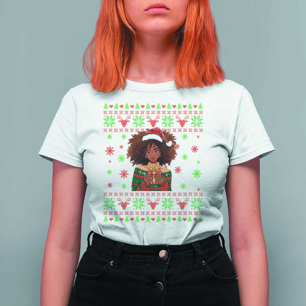 Black Queen Christmas T Shirt For Women African American Girl Black Pride - Wonder Print Shop